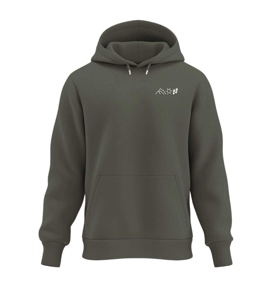 Berg Sonne Wandern | Unisex Organic Hoodie (Stick) | Farbe: Khaki | Rad&Rucksack