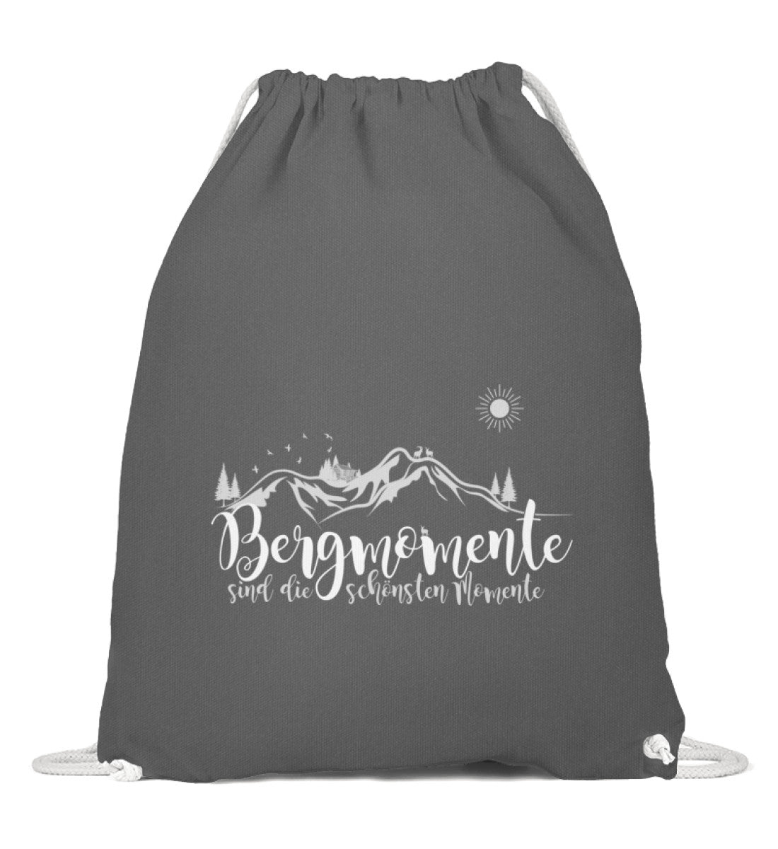 Bergmomente | Baumwoll Gymsac | Farbe: Grafit Grau | Rad&Rucksack