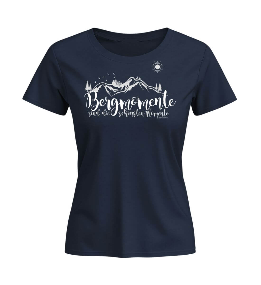 Bergmomente | Damen Premium Organic T-Shirt (Fitted) | Farbe: French Navy | Rad&Rucksack