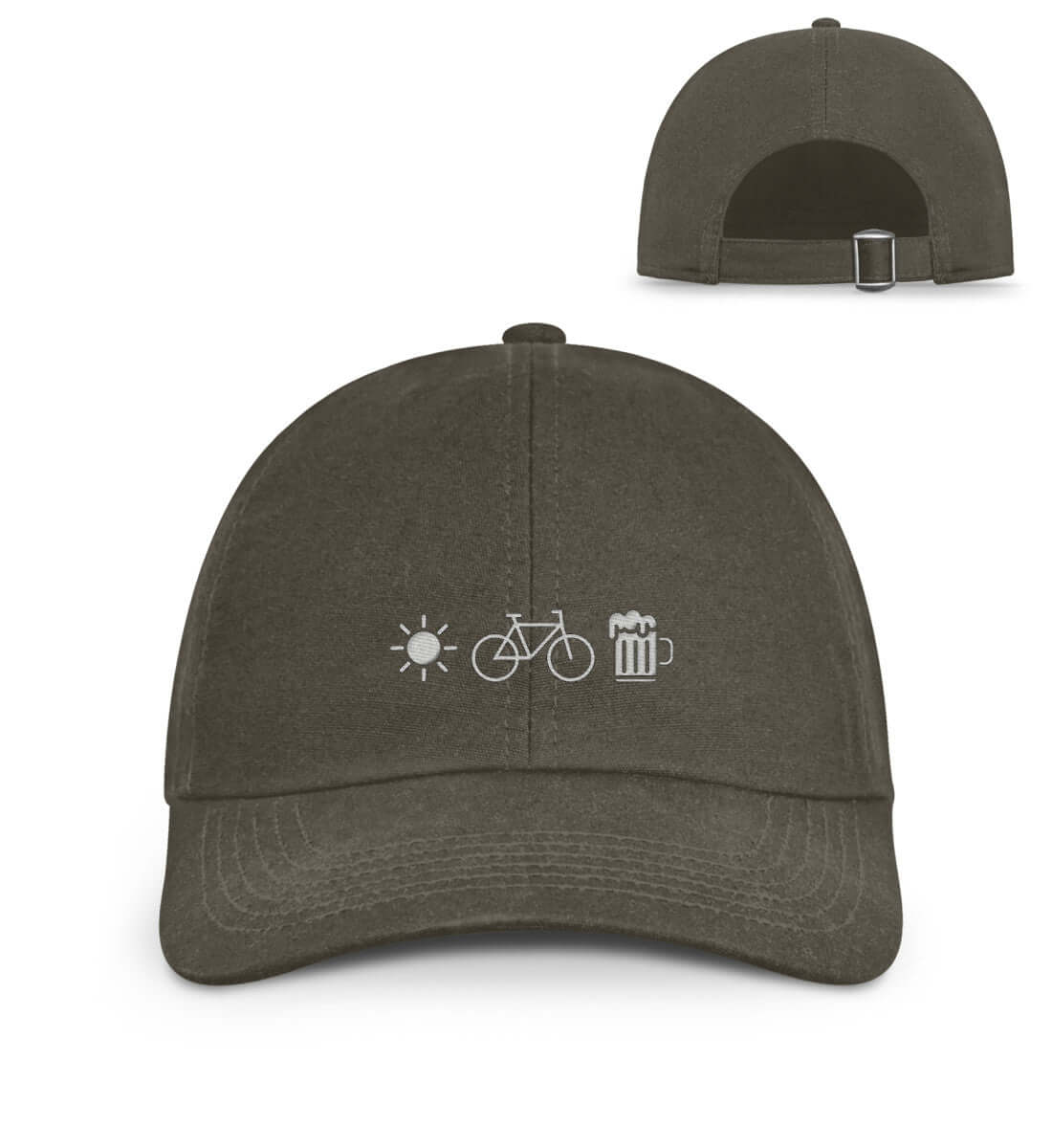 Bier Bike Sonne | Organic Herren Cap mit Stick | Farbe: Olive Green | Rad&Rucksack