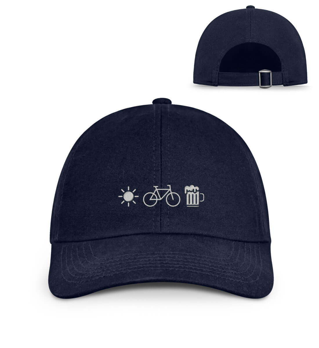 Bier Bike Sonne | Organic Herren Cap mit Stick | Farbe: Oxford Navy | Rad&Rucksack
