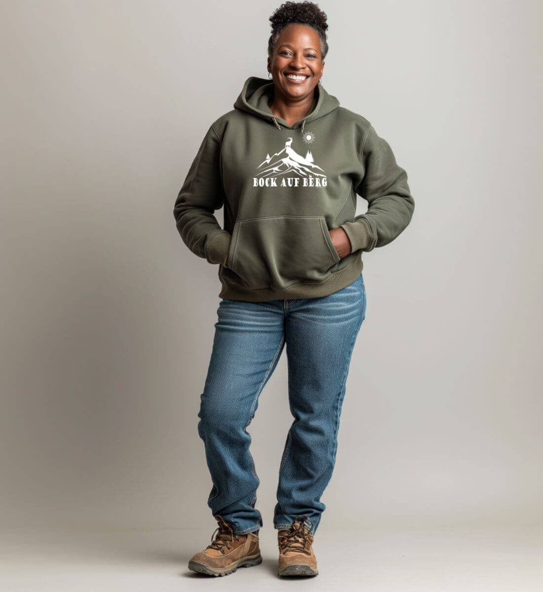 Bock auf Berg | Unisex Organic Hoodie | Farbe: Khaki | Rad&Rucksack