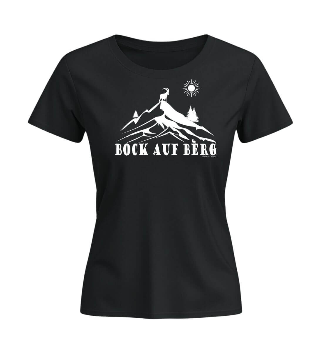 Bock auf Berg | Damen Premium Organic T-Shirt (Fitted) | Farbe: Schwarz | Rad&Rucksack
