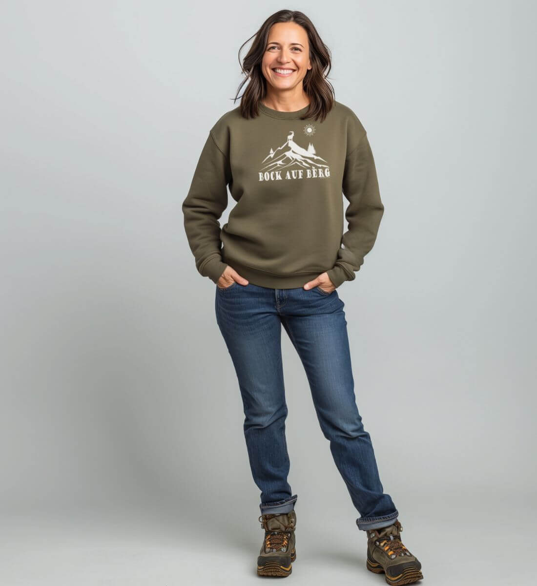 Bock auf Berg | Unisex Organic Pullover | Farbe: Khaki | Rad&Rucksack