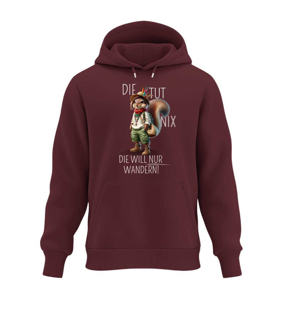 Die tut nix - Eichhörnchen | Unisex Organic Hoodie | Farbe: Burgundy | Rad&Rucksack