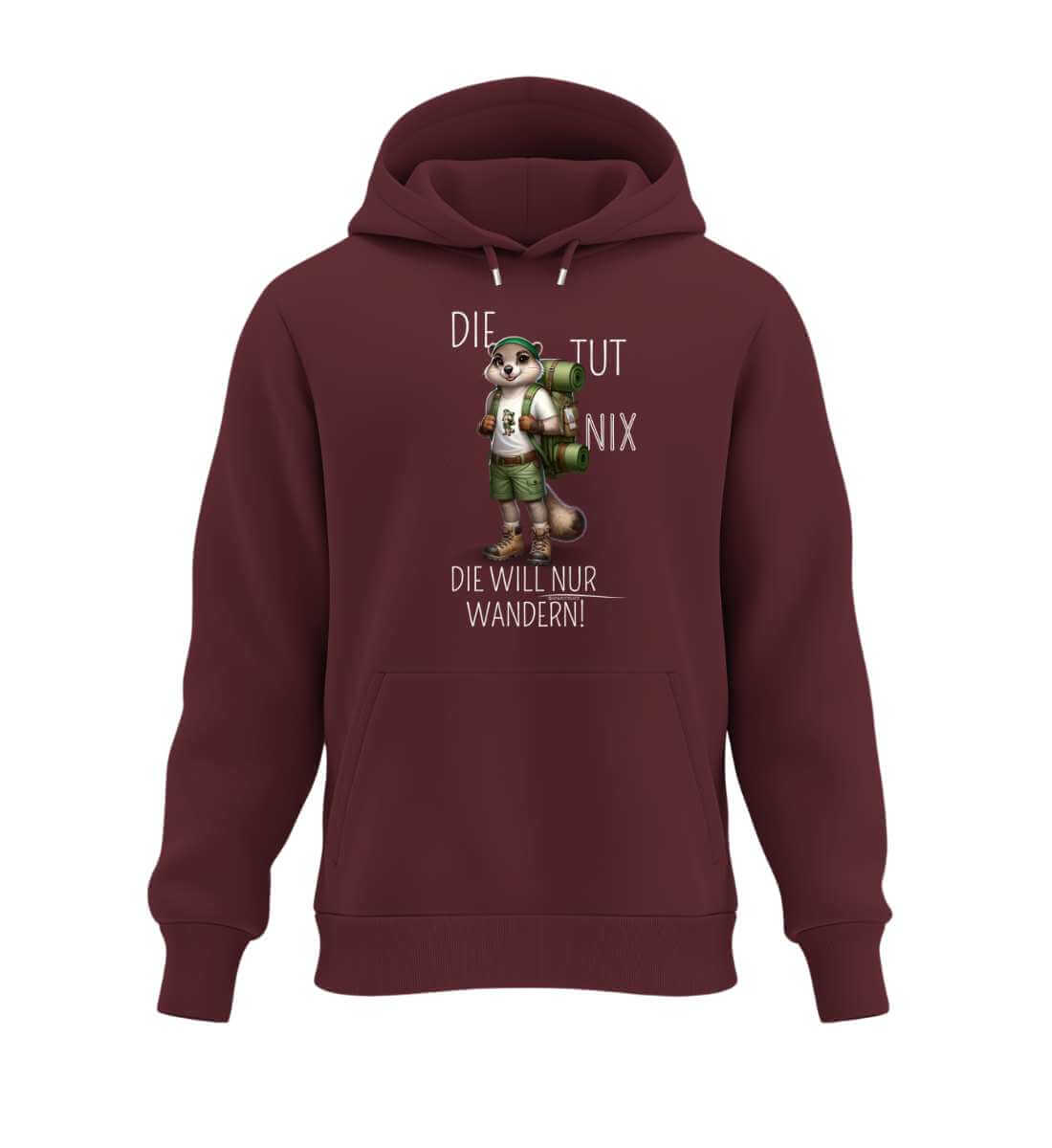 Die tut nix - Murmeltier | Unisex Organic Hoodie | Farbe: Burgundy | Rad&Rucksack