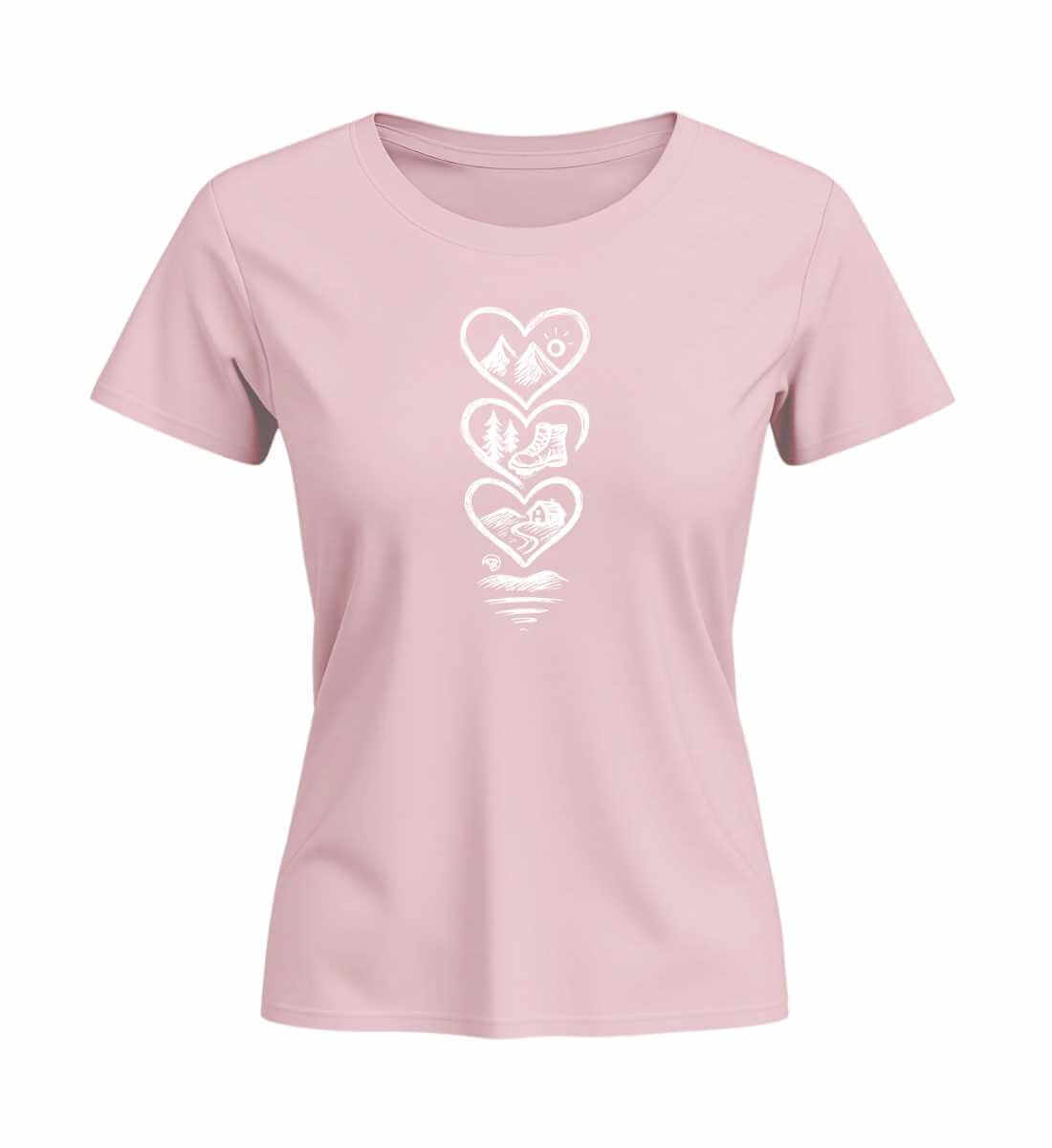 Berg Wandern | Damen Premium Organic T-Shirt (Fitted) | Farbe: Cotton Pink | Rad&Rucksack