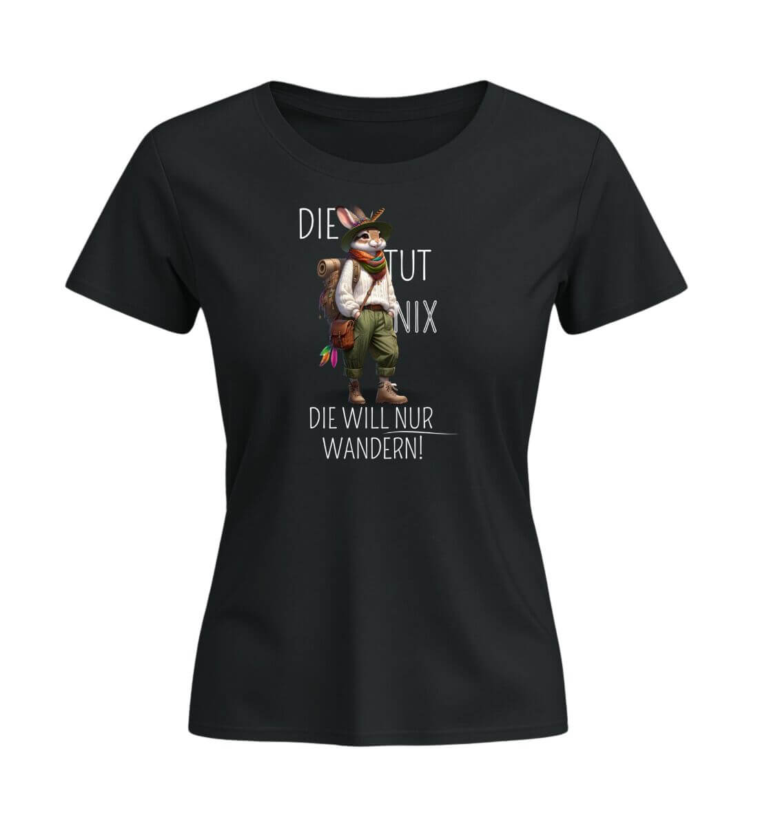 Die tut nix - Hase | Damen Premium Organic T-Shirt (Fitted) | Farbe: Schwarz | Rad&Rucksack