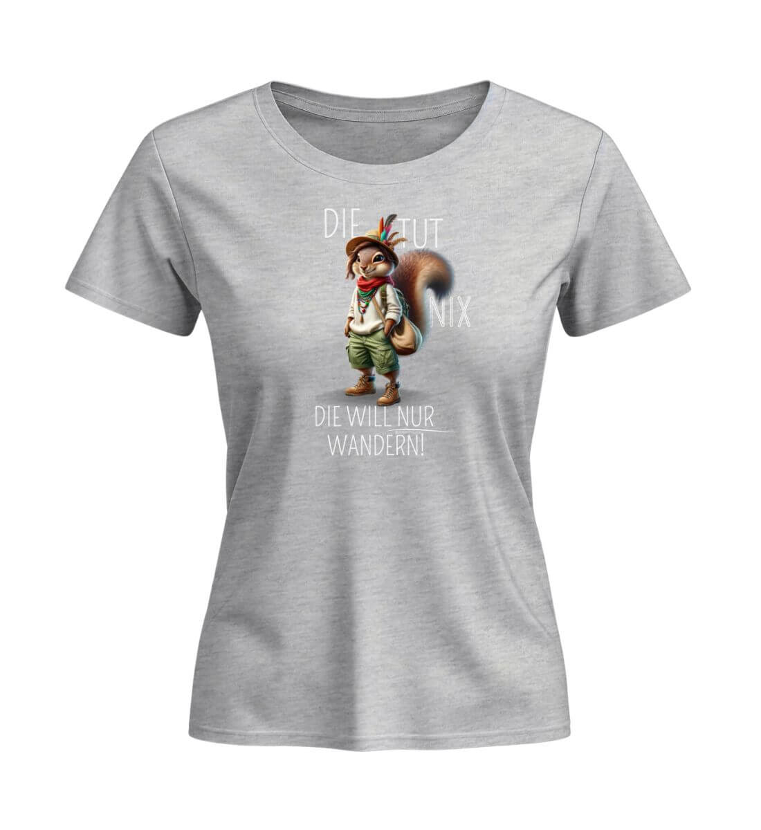 Die tut nix - Eichhörnchen | Damen Premium Organic T-Shirt (Fitted) | Farbe: Heather Grey | Rad&Rucksack