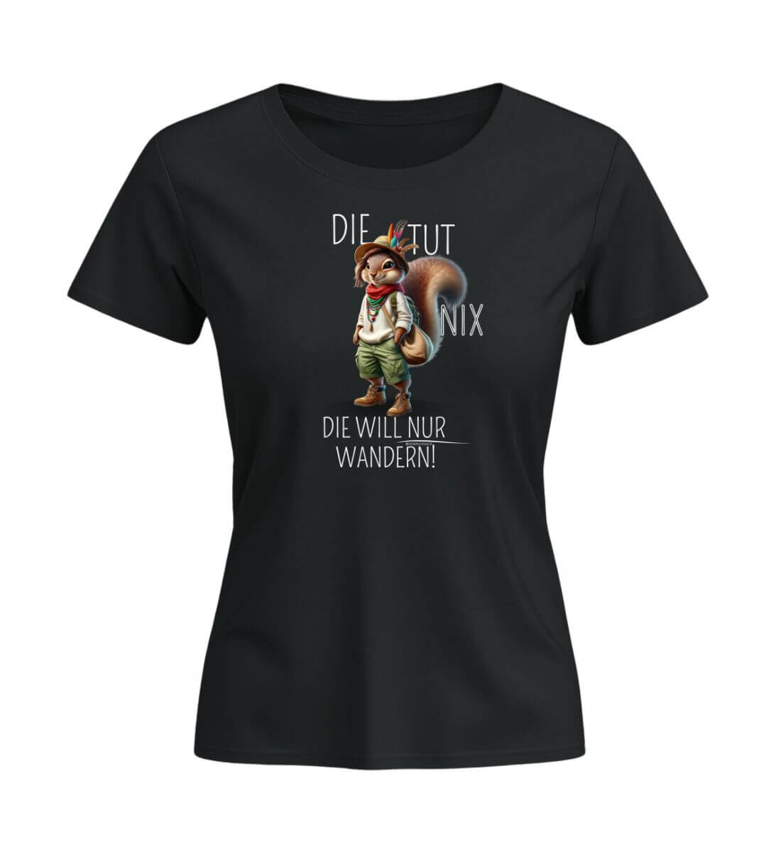 Die tut nix - Eichhörnchen | Damen Premium Organic T-Shirt (Fitted) | Farbe: Schwarz | Rad&Rucksack