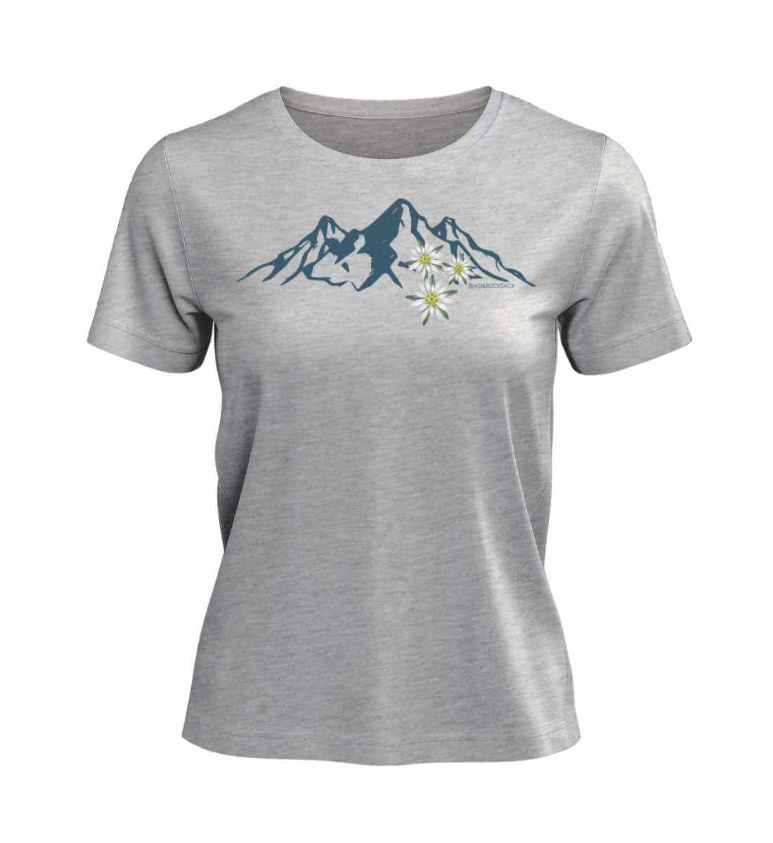 Edelweiß | Damen Premium Organic T-Shirt | Farbe: Heather Grey | Rad&Rucksack