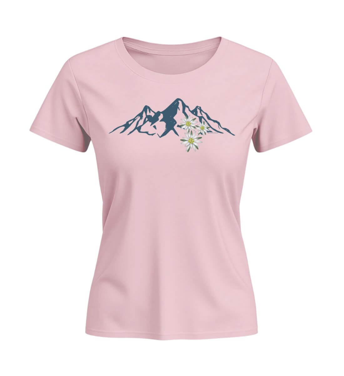 Edelweiß | Damen Premium Organic T-Shirt (Fitted) | Farbe: Cotton Pink | Rad&Rucksack