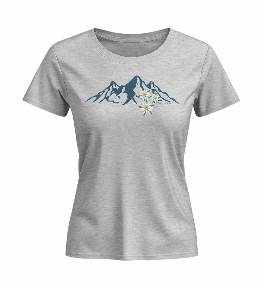 Edelweiß | Damen Premium Organic T-Shirt (Fitted) | Farbe: Heather Grey | Rad&Rucksack