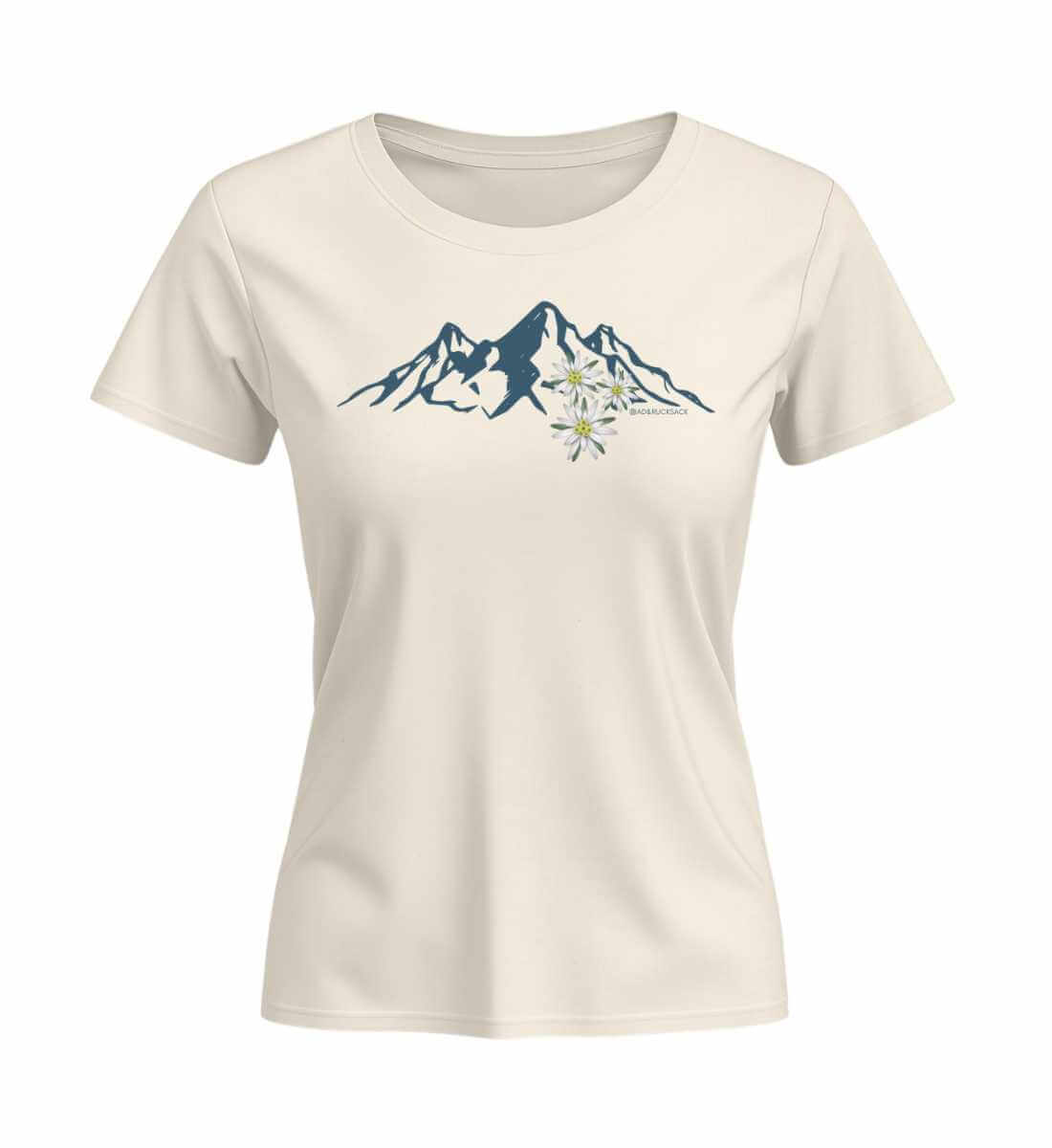 Edelweiß | Damen Premium Organic T-Shirt (Fitted) | Farbe: Natural Raw | Rad&Rucksack