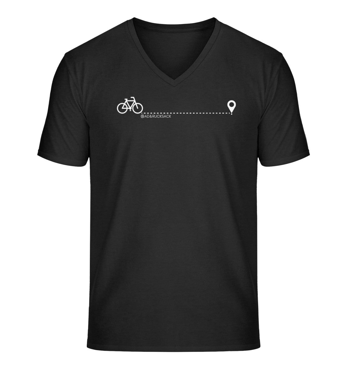 Fahrrad | Herren V-Neck Premium Organic T-Shirt | Farbe: Schwarz | Rad&Rucksack