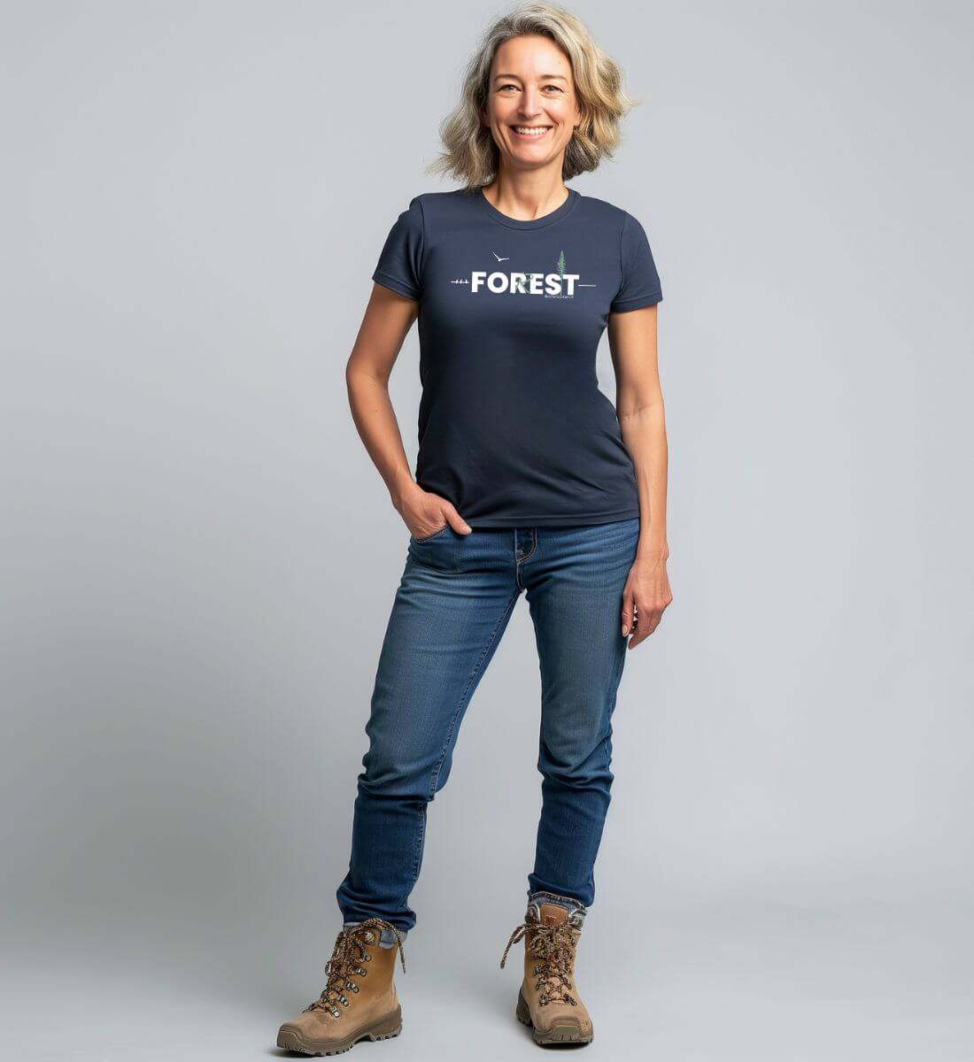 Forest | Damen Premium Organic T-Shirt | Farbe: French Navy | Rad&Rucksack