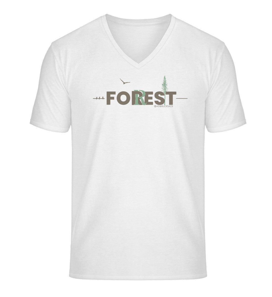 Forest | Herren V-Neck Premium Organic T-Shirt | Farbe: White | Rad&Rucksack