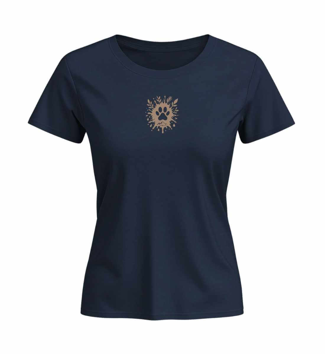 Hund Pfote | Damen Premium Organic T-Shirt (Fitted) | Farbe: French Navy | Rad&Rucksack