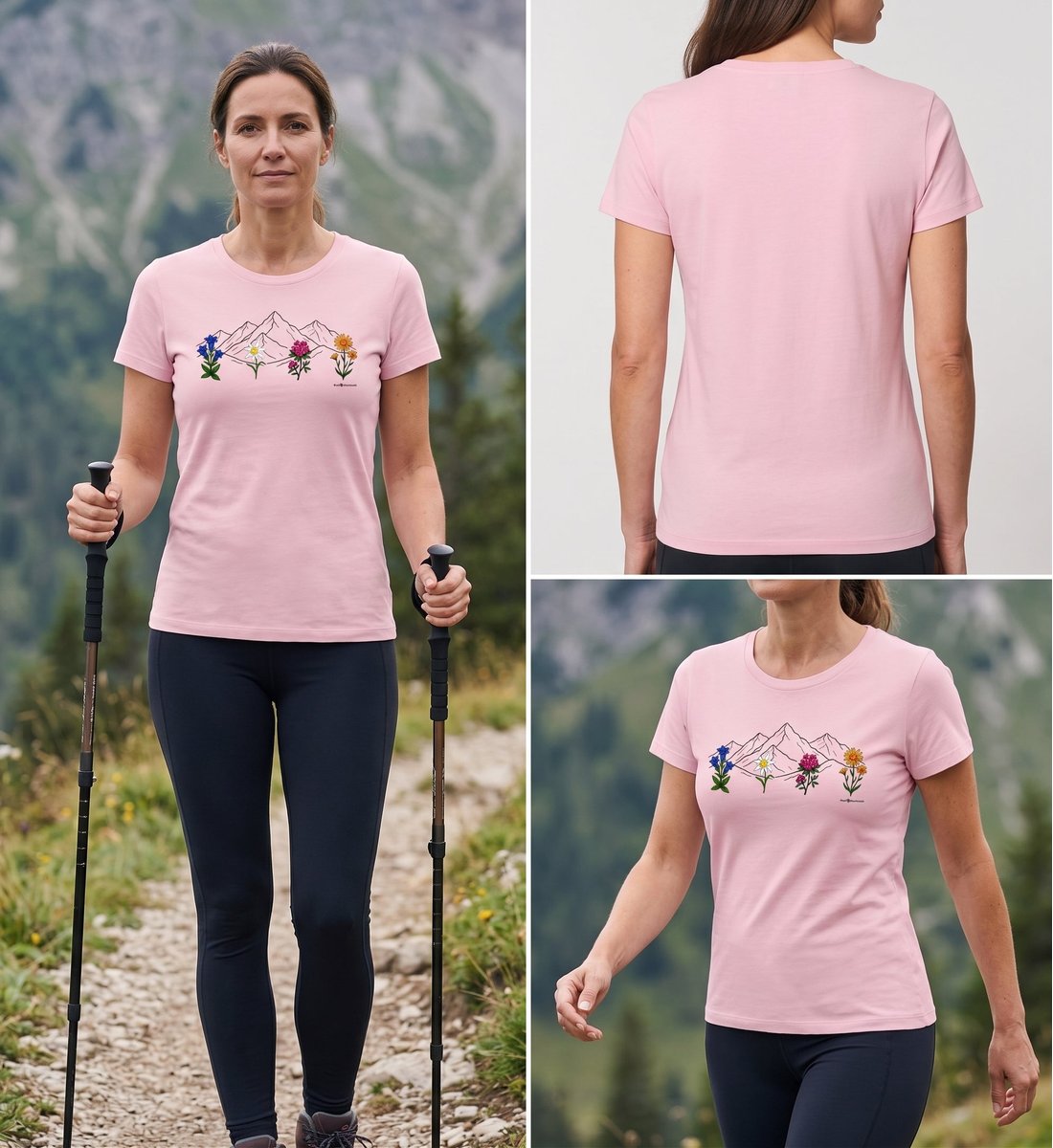 Berge Blumen | Damen Premium Organic T-Shirt (Fitted) von Rad&Rucksack