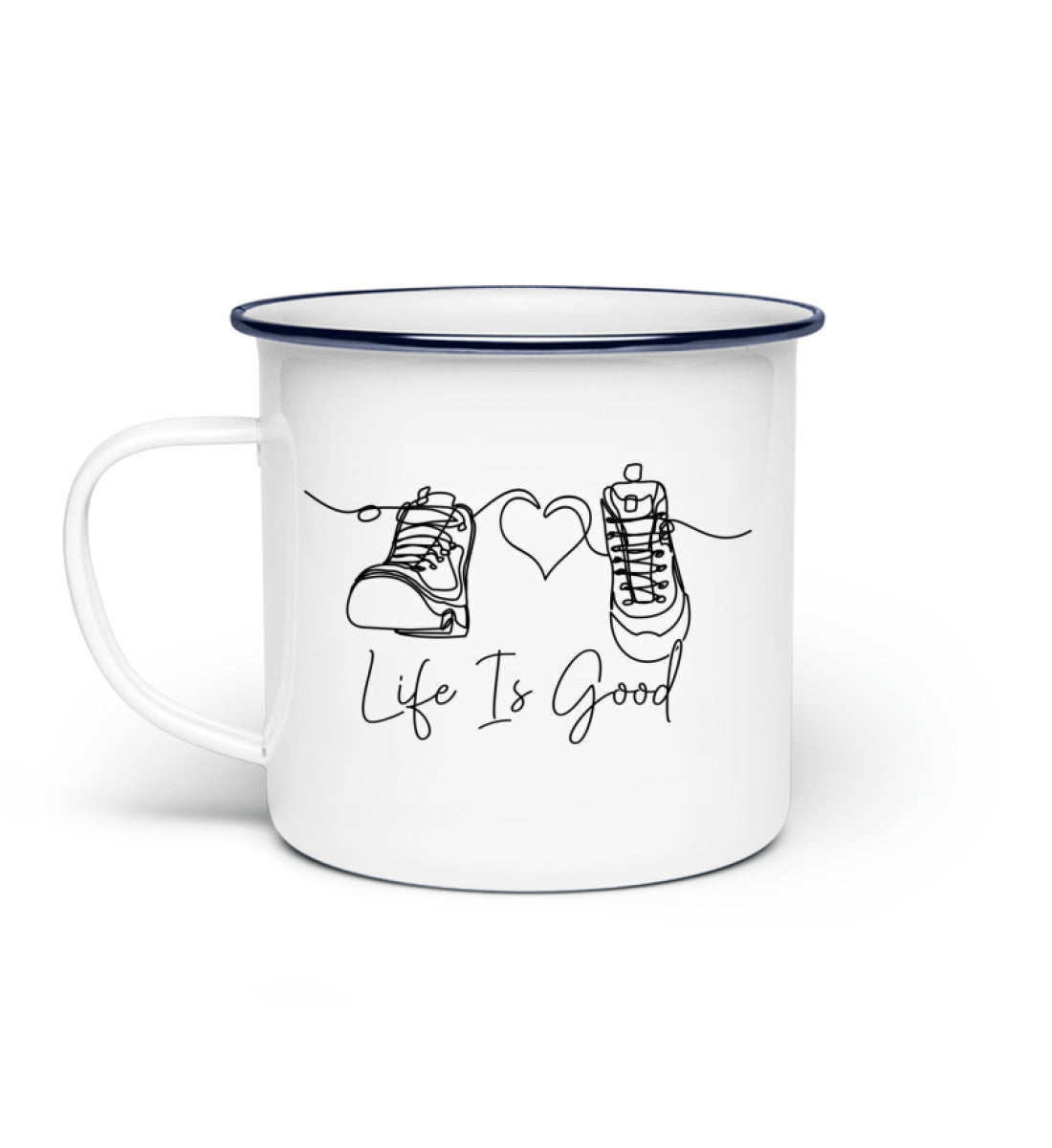 Good Life | Emaille Tasse | Farbe: Weiß | Rad&Rucksack
