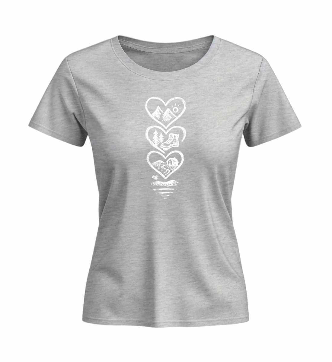 Berg Wandern | Damen Premium Organic T-Shirt (Fitted) | Farbe: Heather Grey | Rad&Rucksack
