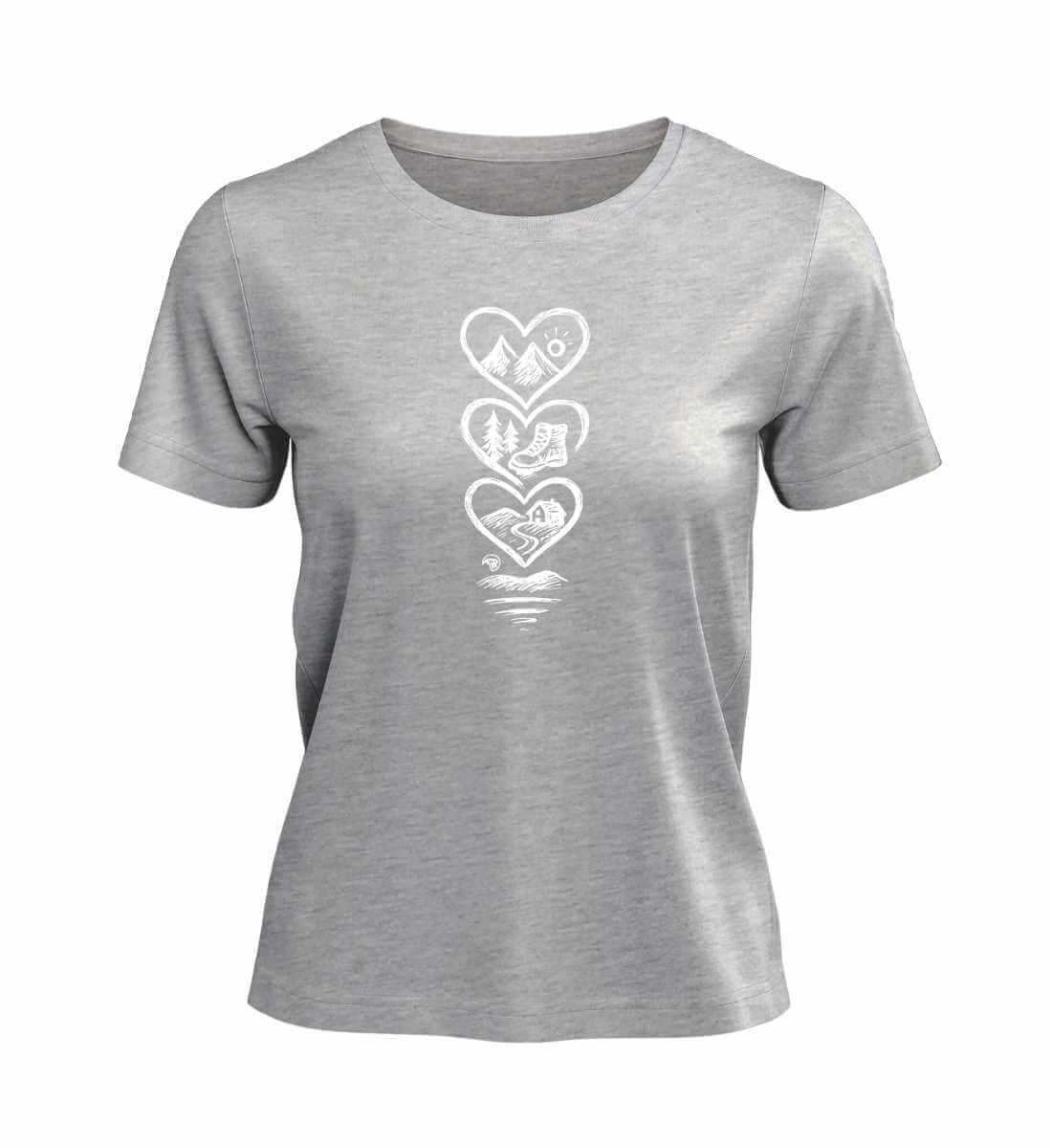 Berg Wandern | Damen Premium Organic T-Shirt | Farbe: Heather Grey | Rad&Rucksack