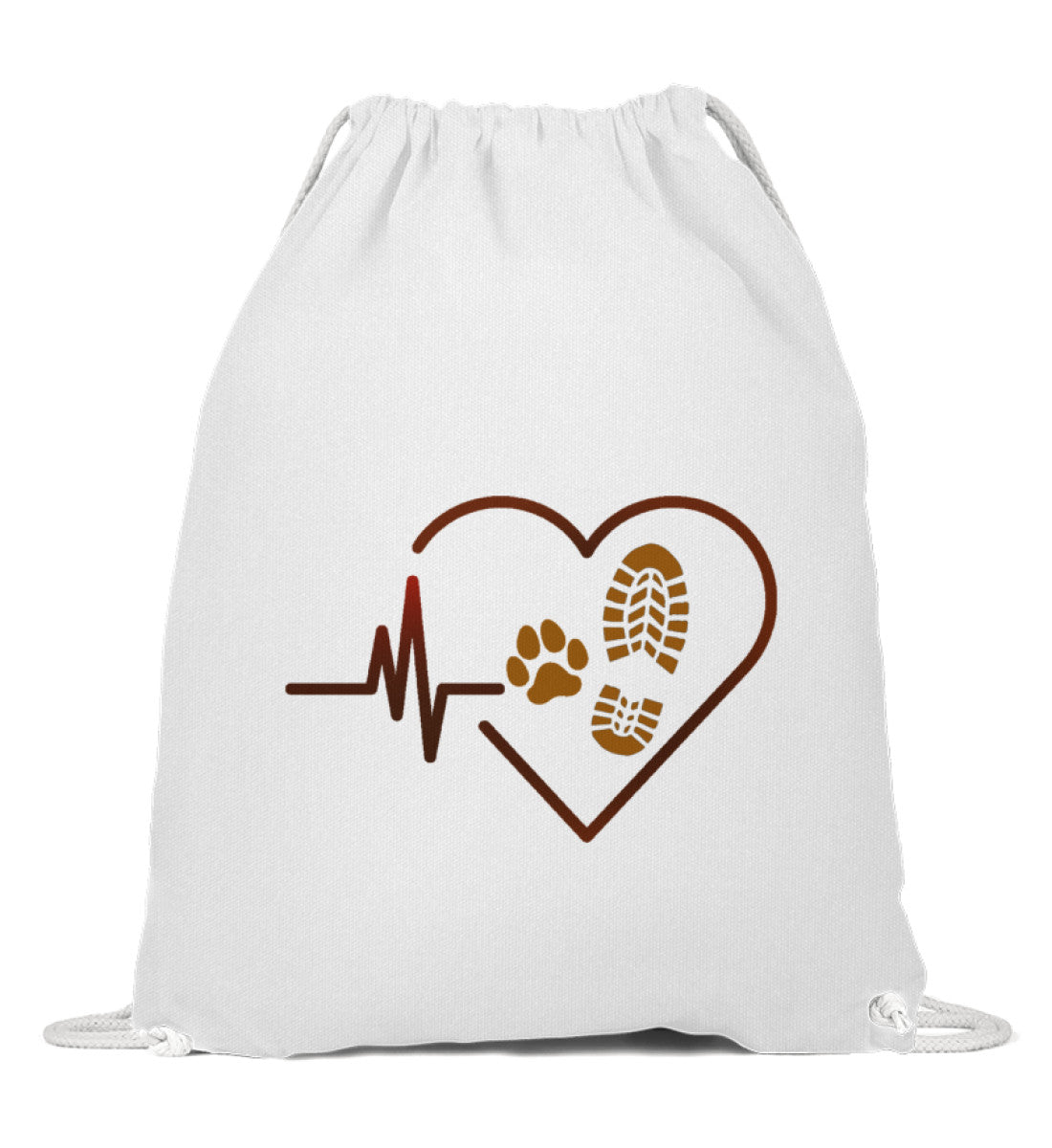 Herzschlag Hund Wandern | Baumwoll Gymsac | Farbe: White | Rad&Rucksack