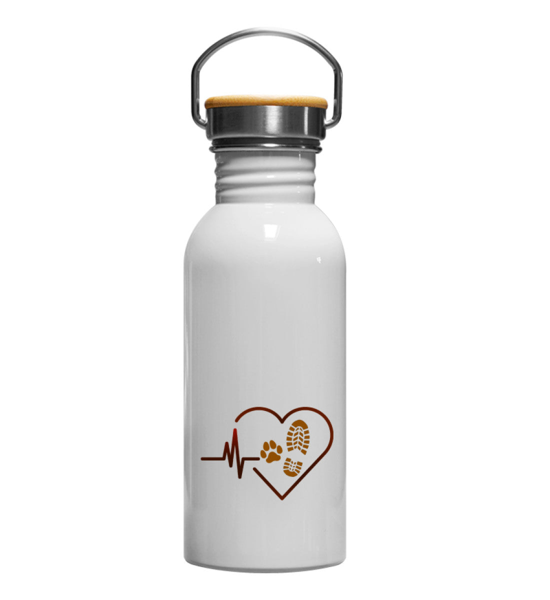 Herzschlag Hund Wandern | Edelstahl Trinkflasche | Größe: 600ml | Rad&Rucksack