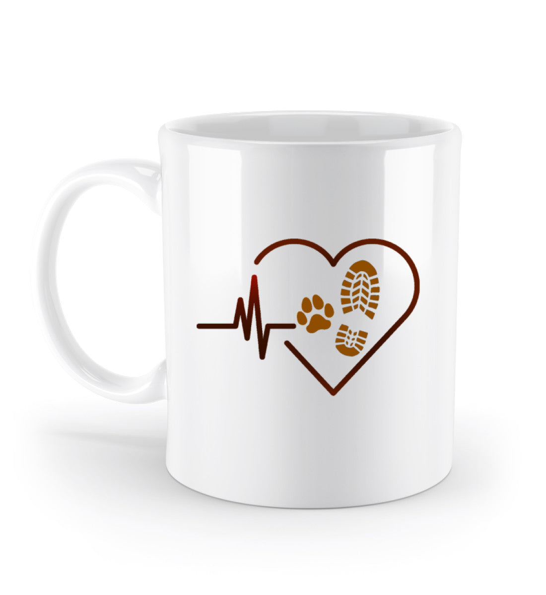 Herzschlag Hund Wandern | Kaffeetasse | Farbe: Weiß | Rad&Rucksack