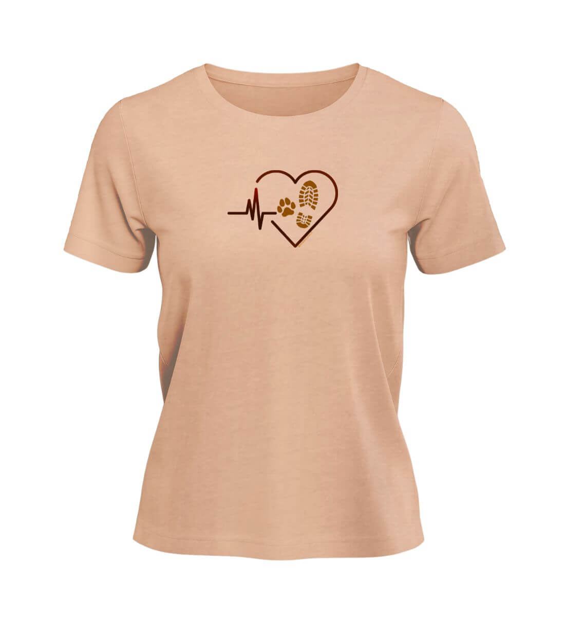 Herzschlag Hund Wandern | Damen Premium Organic T-Shirt | Farbe: Fraiche Peche | Rad&Rucksack
