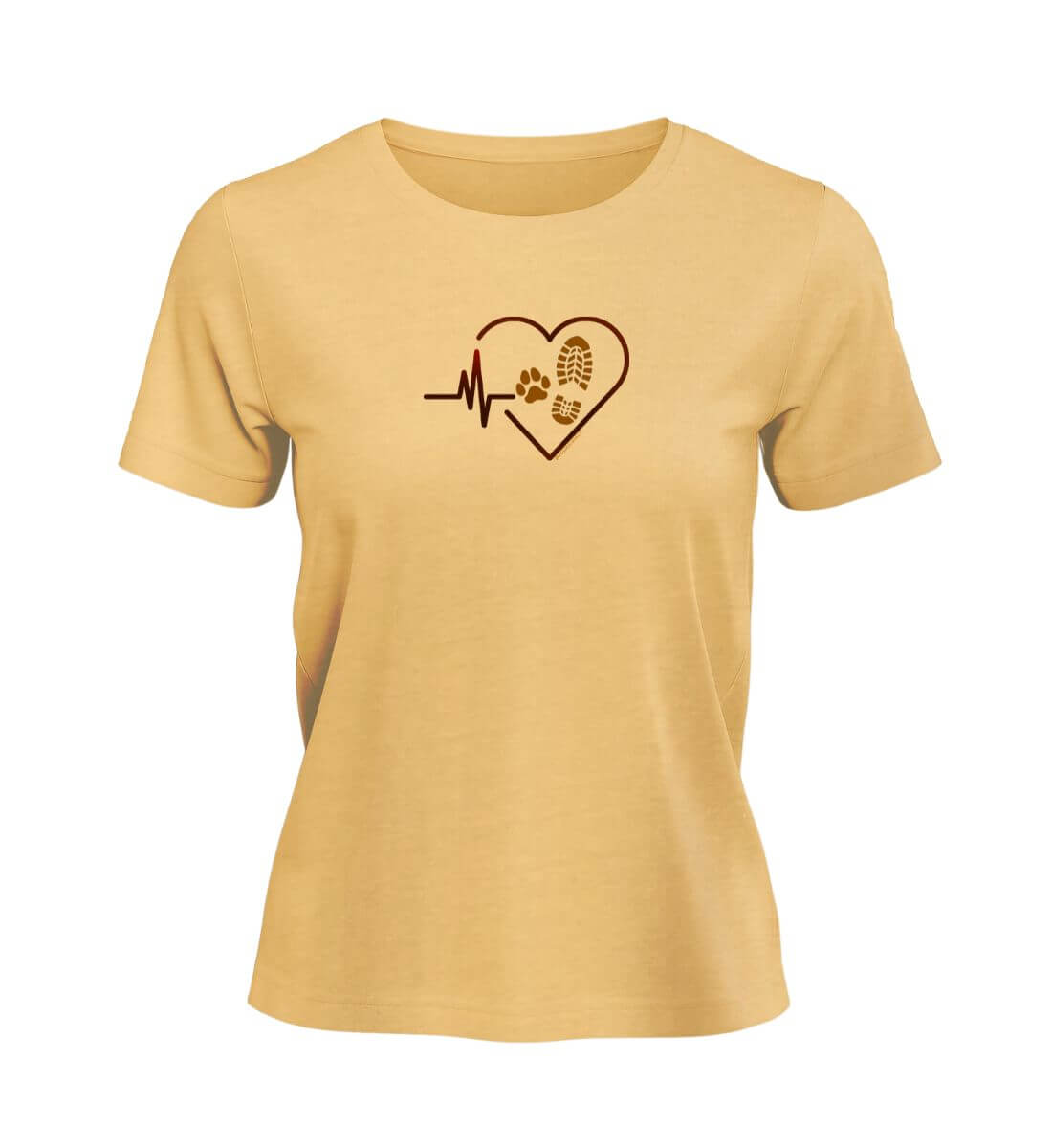 Herzschlag Hund Wandern | Damen Premium Organic T-Shirt | Farbe: Nispero | Rad&Rucksack
