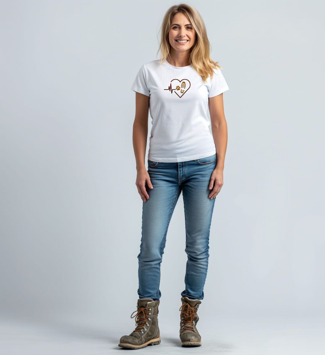 Herzschlag Hund Wandern | Damen Premium Organic T-Shirt | Farbe: White | Rad&Rucksack