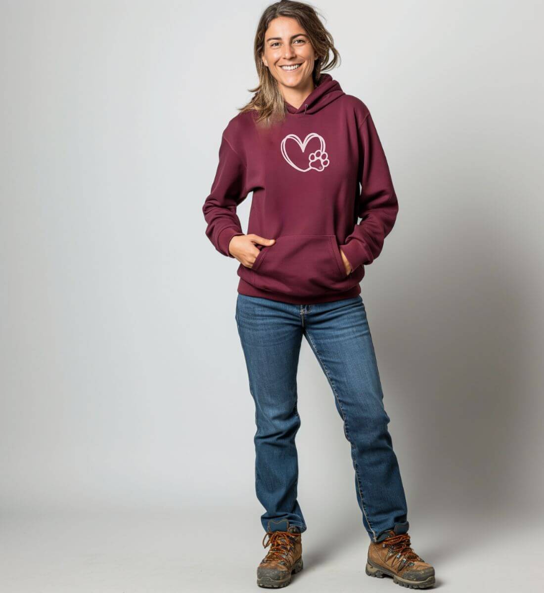Hundverliebt | Unisex Organic Hoodie | Farbe: Burgundy | Rad&Rucksack