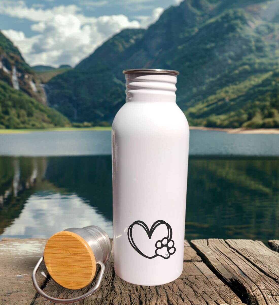 Hundverliebt | Edelstahl Trinkflasche | Größe: 600ml | Farbe: Weiß | Rad&Rucksack
