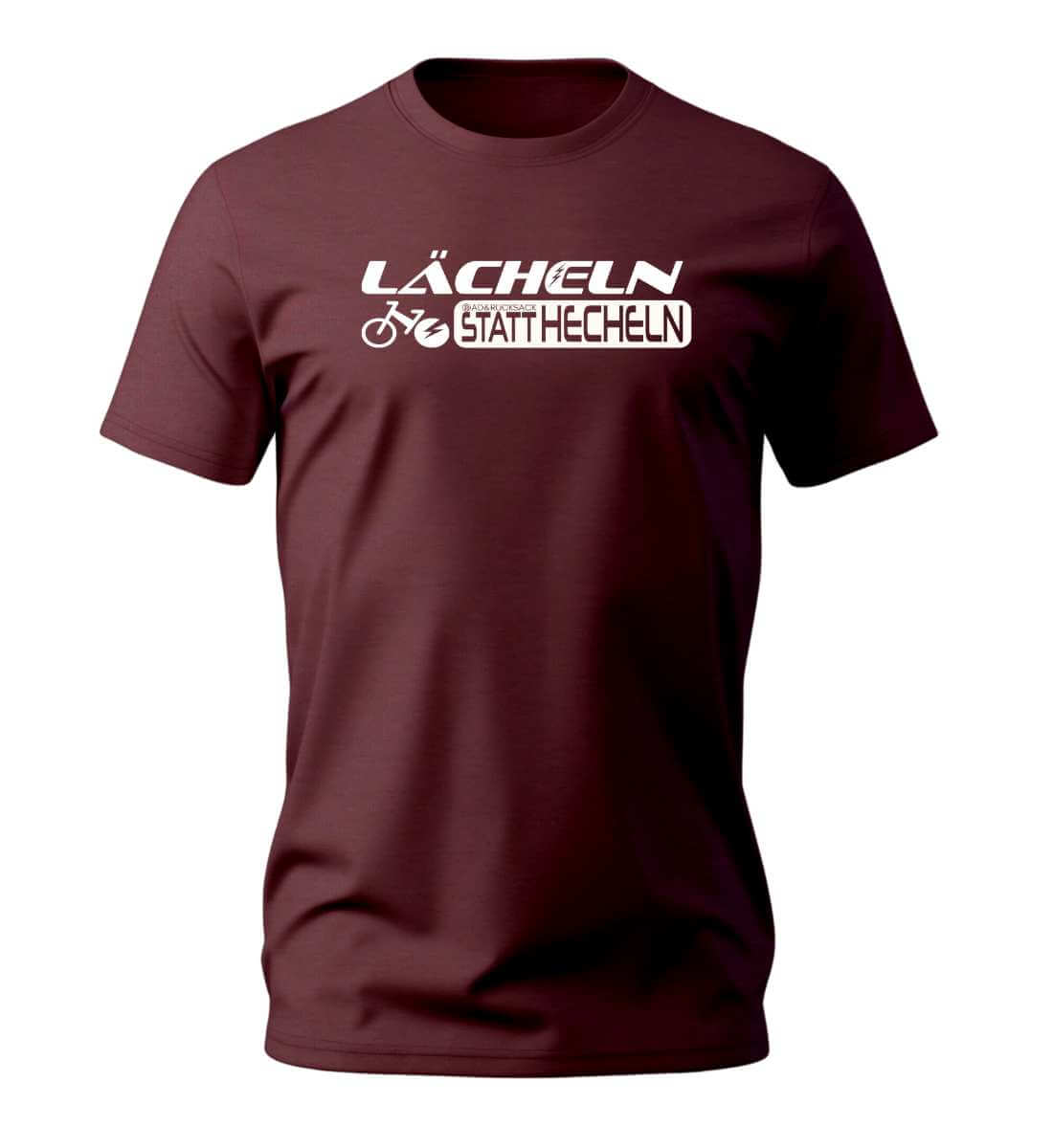 Lächeln statt hecheln | Herren Premium Organic T-Shirt | Farbe: Burgundy | Rad&Rucksack