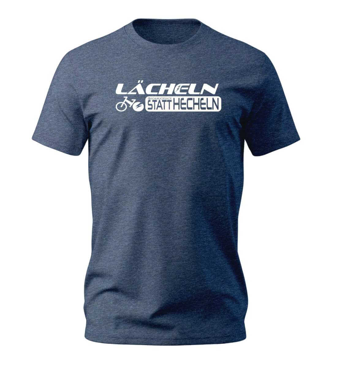 Lächeln statt hecheln | Herren Premium Organic T-Shirt | Farbe: Dark Heather Blue | Rad&Rucksack