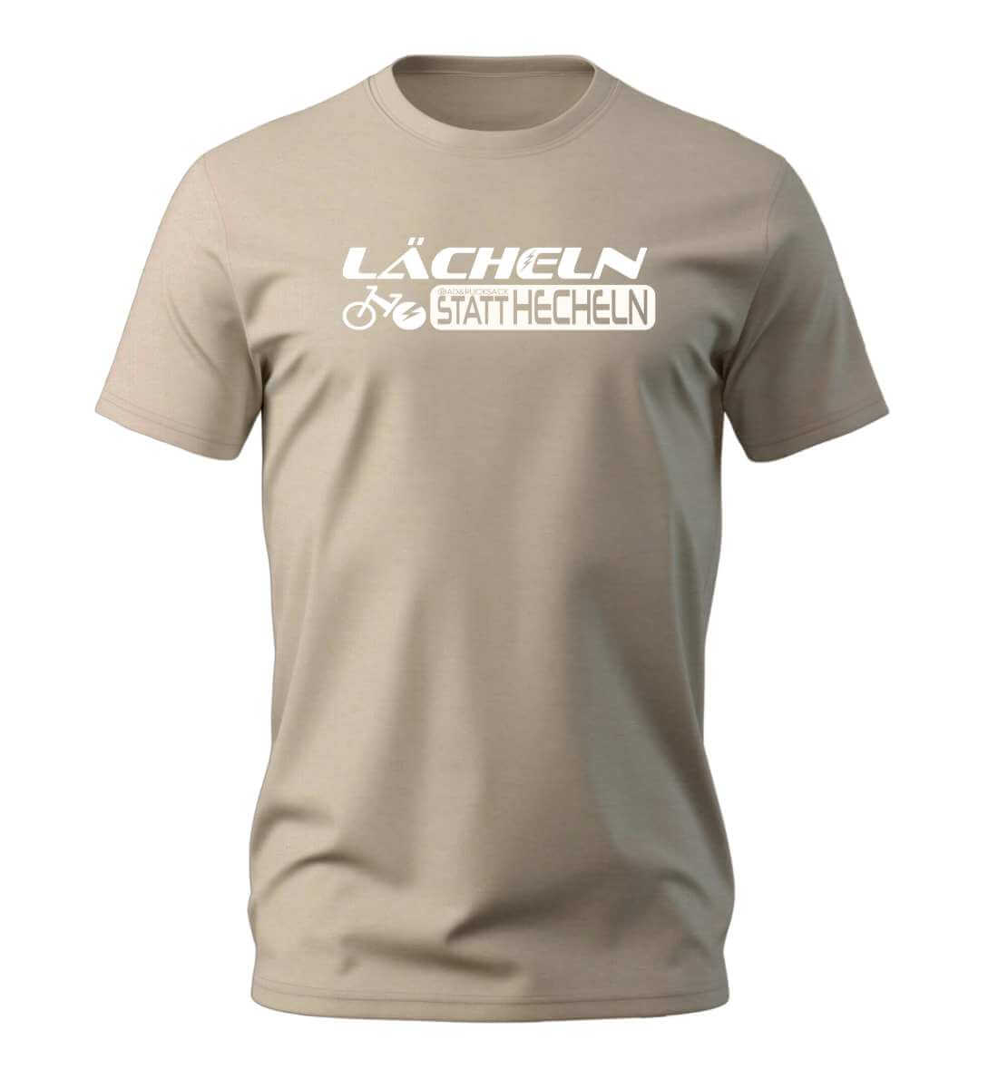 Lächeln statt hecheln | Herren Premium Organic T-Shirt | Farbe: Desert Dust | Rad&Rucksack
