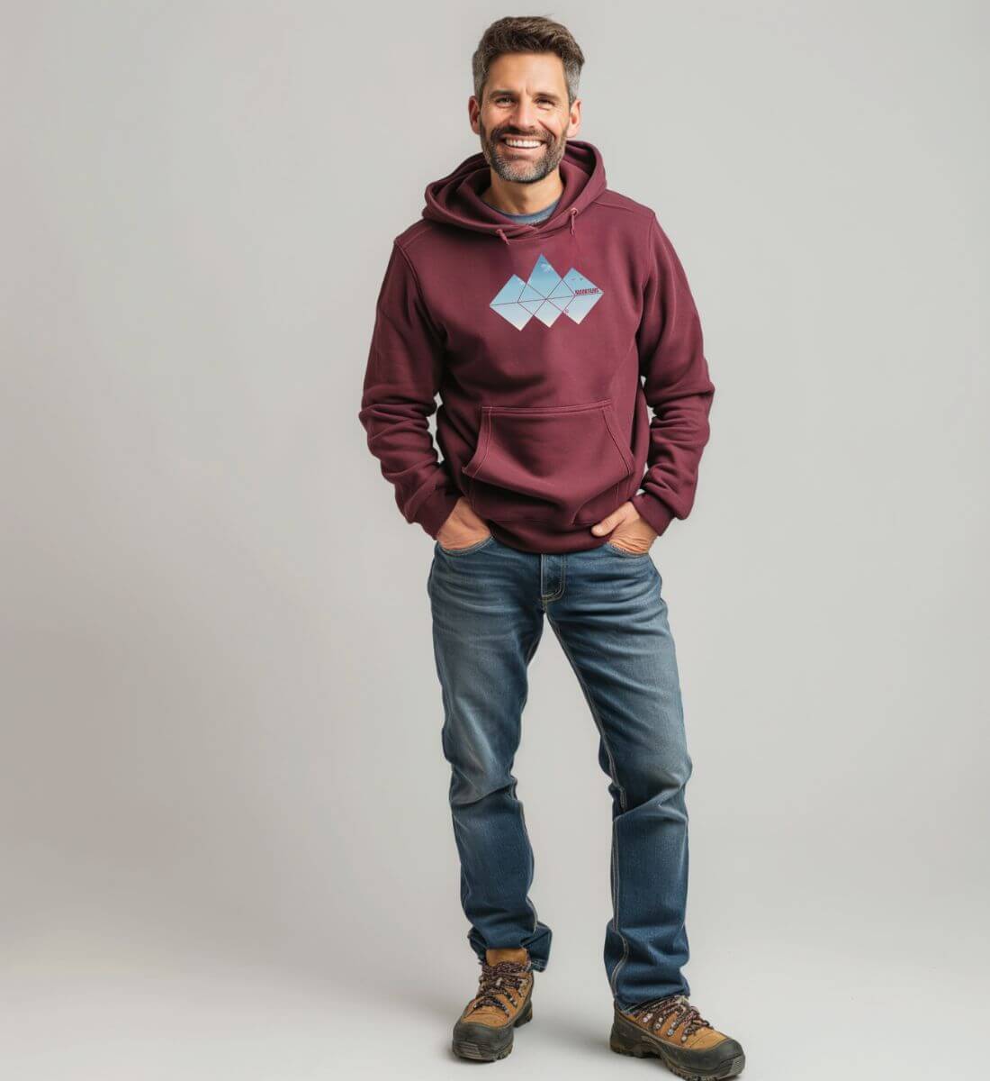 Mountain | Unisex Organic Hoodie | Farbe: Burgundy | Rad&Rucksack