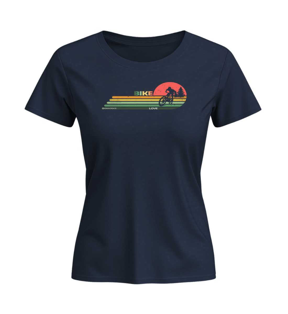 Mountain Bike | Damen Premium Organic T-Shirt (Fitted) | Farbe: French Navy | Rad&Rucksack
