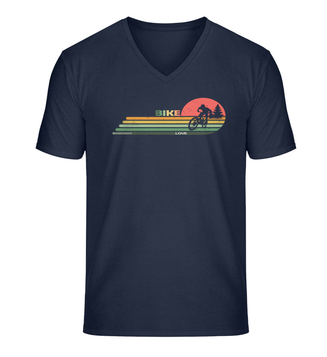 Mountain Bike | Herren V-Neck Premium Organic T-Shirt | Farbe: French Navy | Rad&Rucksack