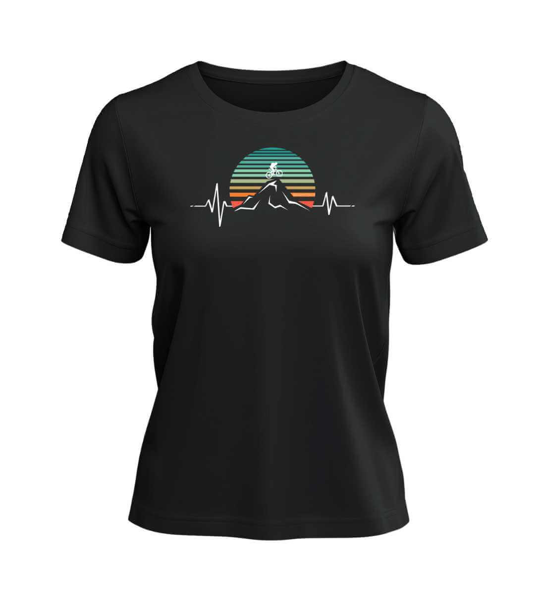 Mountainbike Herzschlag | Damen Premium Organic T-Shirt | Farbe: Schwarz | Rad&Rucksack