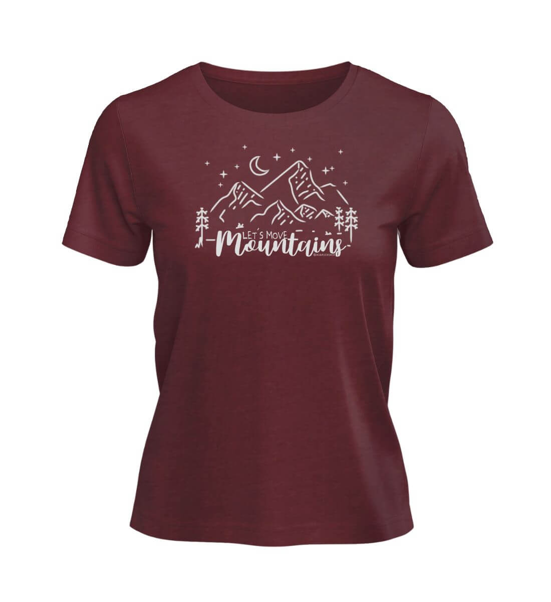 Move Mountains | Damen Premium Organic T-Shirt | Farbe: Burgundy | Rad&Rucksack