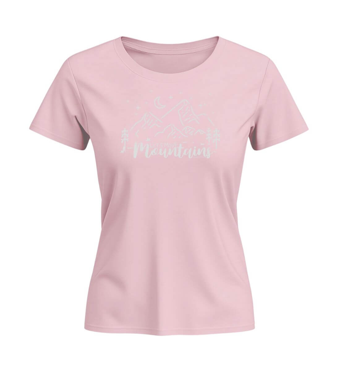 Move Mountains | Damen Premium Organic T-Shirt (Fitted) | Farbe: Cotton Pink | Rad&Rucksack
