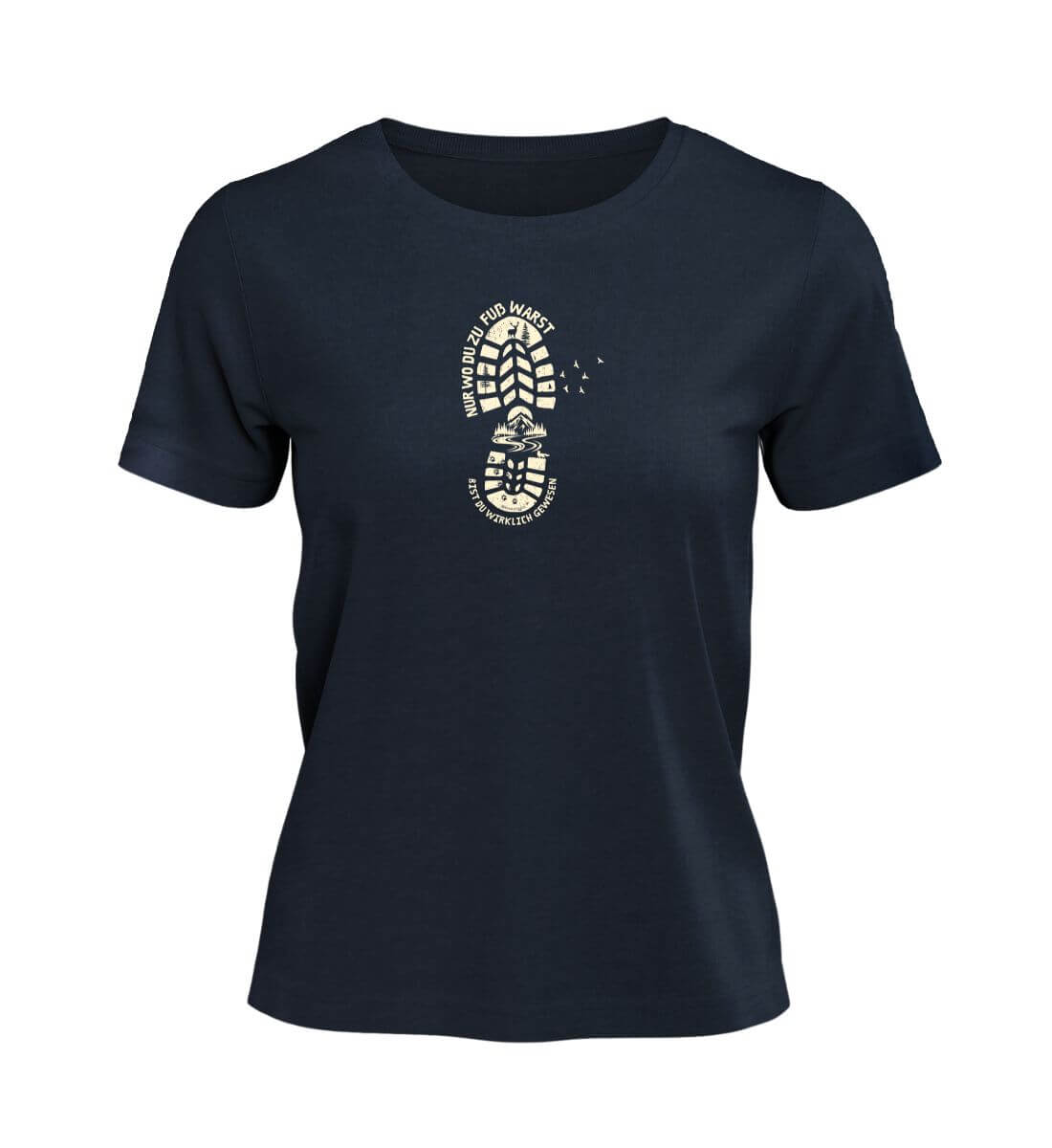 Nur wo du zu Fuß warst | Damen Premium Organic T-Shirt | Farbe: French Navy | Rad&Rucksack
