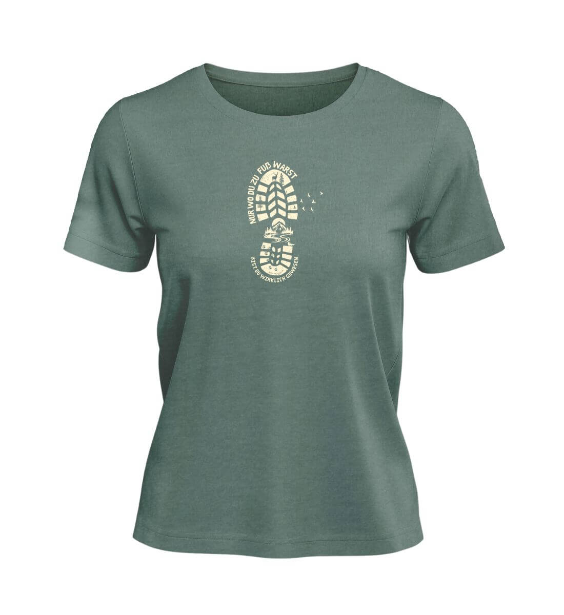 Nur wo du zu Fuß warst | Damen Premium Organic T-Shirt | Farbe: Green Bay | Rad&Rucksack