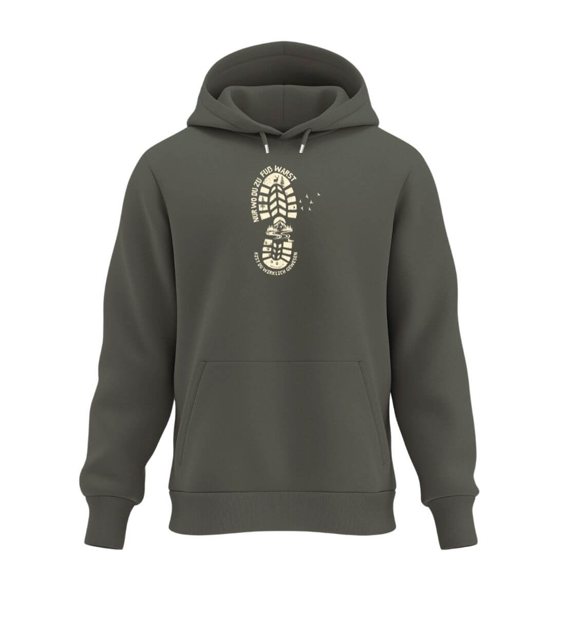 Nur wo du zu Fuß warst | Unisex Organic Hoodie | Farbe: Khaki | Rad&Rucksack