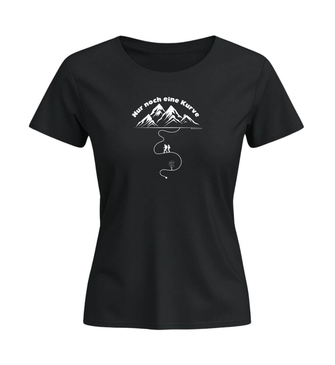 Nur noch eine Kurve | Damen Premium Organic T-Shirt (Fitted) | Farbe: Schwarz | Rad&Rucksack
