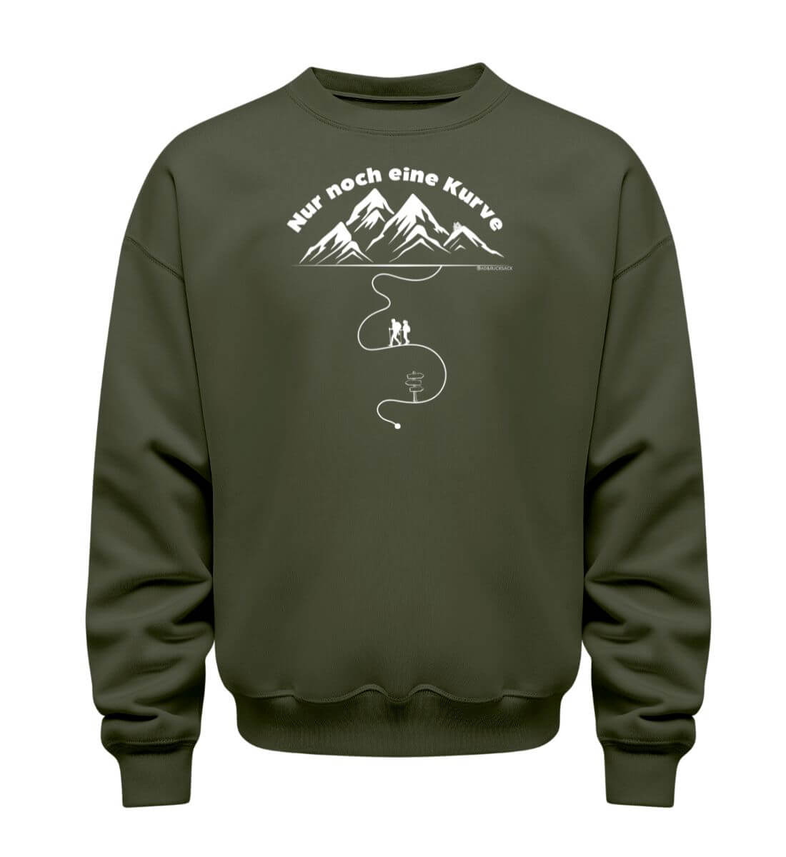 Nur noch eine Kurve | Unisex Organic Pullover | Farbe: Khaki | Rad&Rucksack