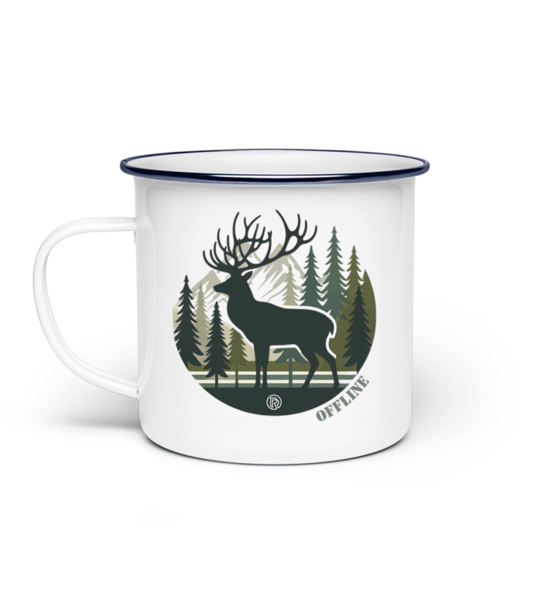 Offline Hirsch | Emaille Tasse | Farbe: Weiß | Rad&Rucksack