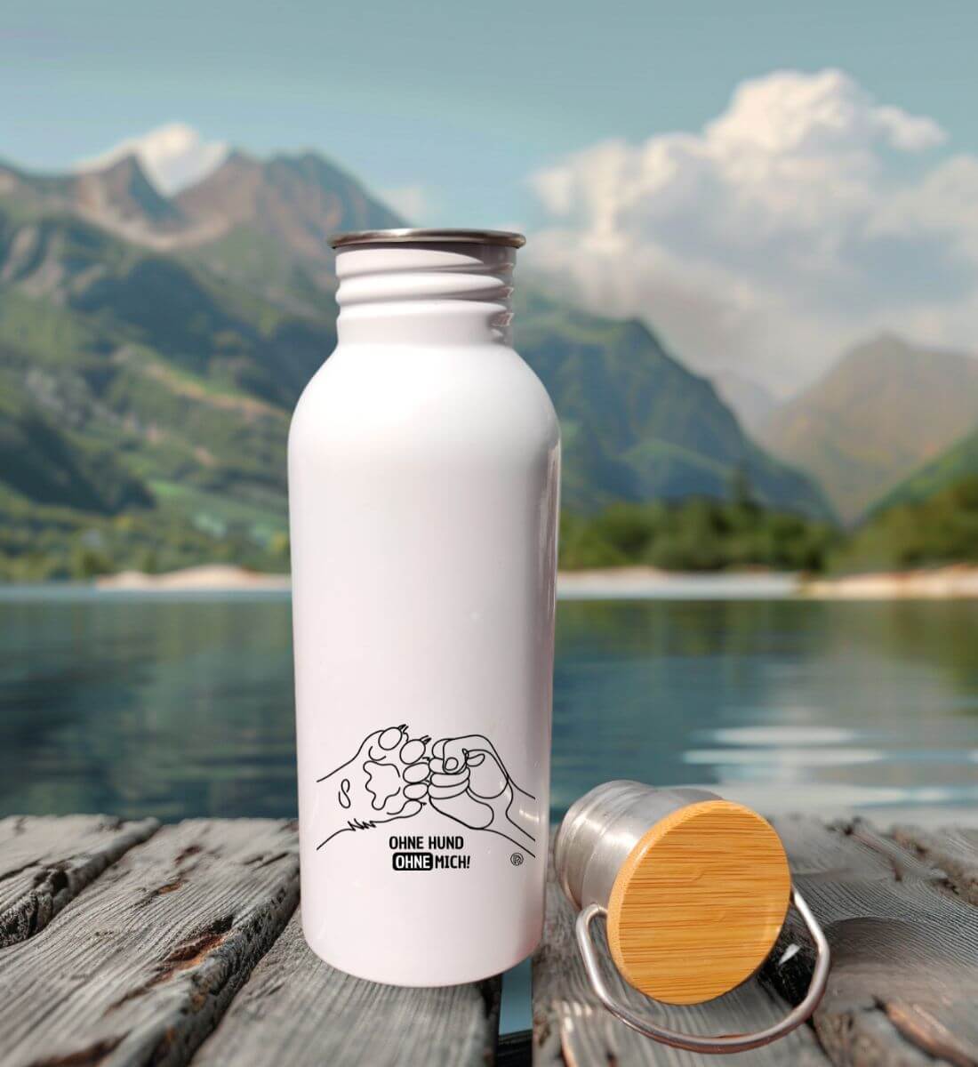 Ohne Hund ohne mich! | Edelstahl Trinkflasche | Größe: 600ml | Rad&Rucksack